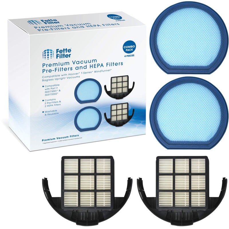 Fette Filter - Vacuum Filter Set Compatible with Hoover T-Series WindTunnel Bagless Upright - Compare to Part # 303173001 and 303172002 (2-Pack) - Image 1